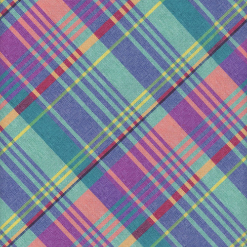 Clothworks Fabrics 108 Inch Wide Quilt Backing Diagonal Plaid Norwich Turquoise Blue