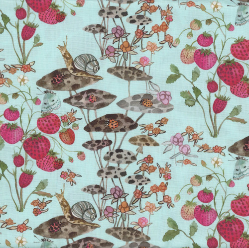 Windham Fabrics Forest Fruits Sneaky Snail Seafoam Blue