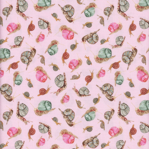 Windham Fabrics Forest Fruits Snails Pale Pink