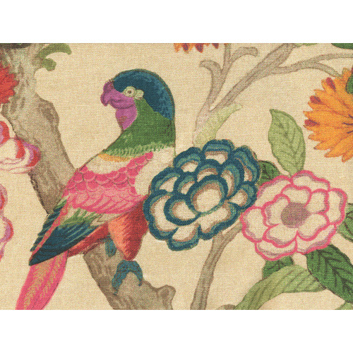 P Kaufmann Fabrics Songbird Sanctuary Jewel Hand Painted Tropical Flowers Birds Parrots