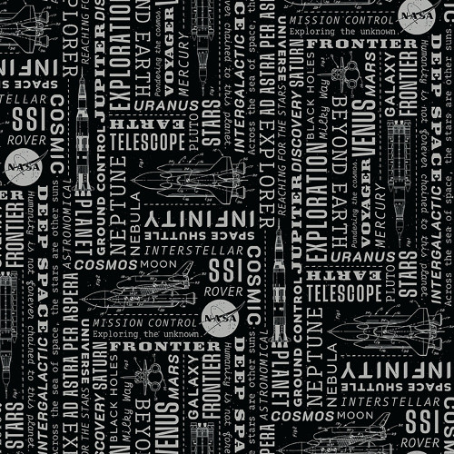 Riley Blake Designs Reach for the Stars with NASA Riley Cloward Text Black