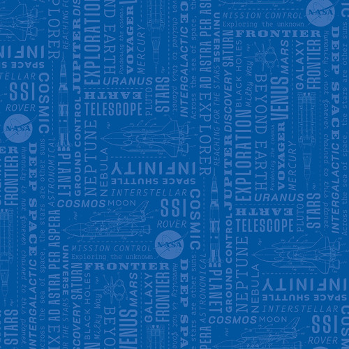 Riley Blake Designs Reach for the Stars with NASA Riley Cloward Text Sapphire