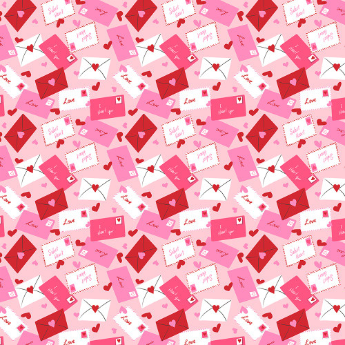 Timeless Treasures Fabrics Mutts Be Love Tossed Love Letter Love Red