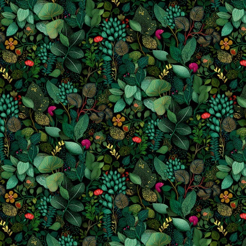 Timeless Treasures Fabrics Paradise Found Packed Tropical Leaves Green