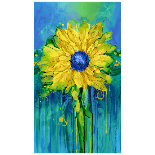 Timeless Treasures Fabrics Provence Watercolor Sunflower Panel 24 Inch Multi Blue Yellow Green