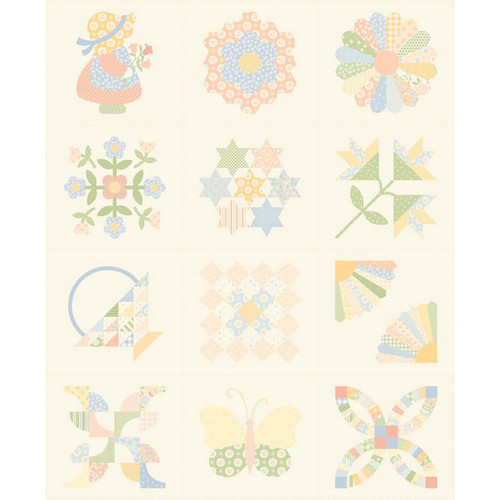 <p>Moda Fabrics Handmade Sweetness Quilt Block Cheater Panel 36 Inch Cream Cuddle Quilting Cloth</p>