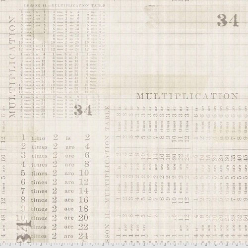 Free Spirit Fabrics Monochrome by Tim Holtz Multiplication Table - Parchment