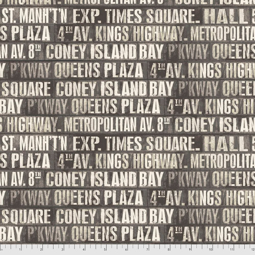 Free Spirit Fabrics Monochrome by Tim Holtz Subway Signs - Charcoal