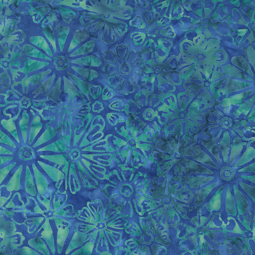 Windham Fabrics Anthology Batiks Blueberry Jacqueline de Jonge Flower Bouquet Blue