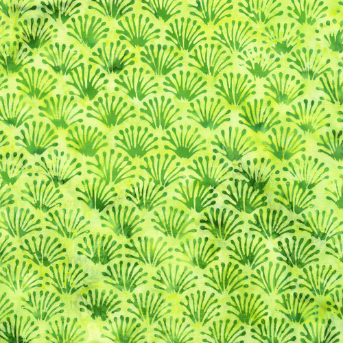 Lumin Fabrics Island Batik Feather and Flair Jerry Khiev Fans  Green Lemon Lime