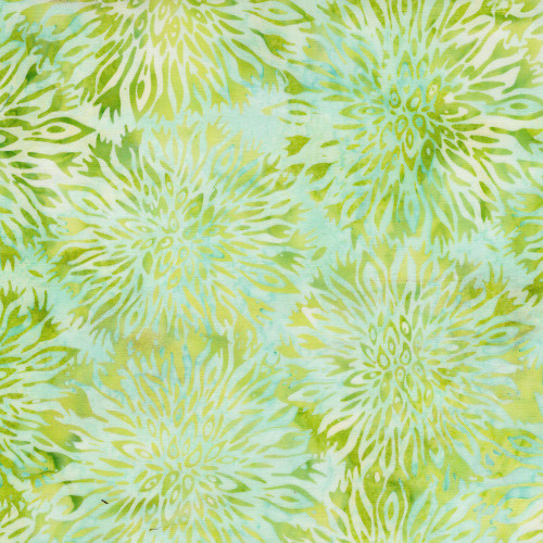 Lumin Fabrics Island Batik Feather and Flair Jerry Khiev Blossom Green Mint