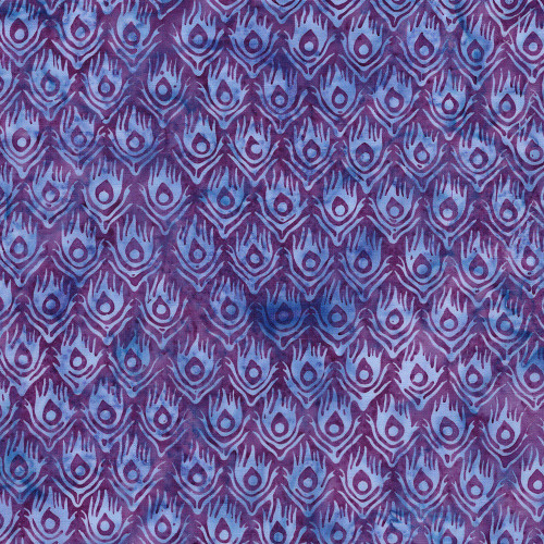 Lumin Fabrics Island Batik Feather Fantasy Jerry Khiev Tail Feather Purple Grape