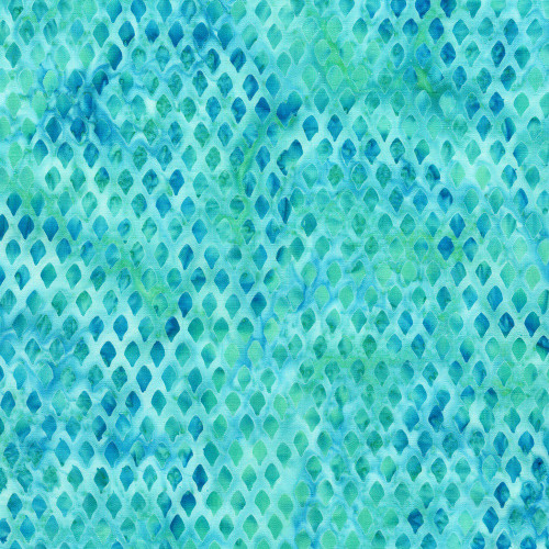 Lumin Fabrics Island Batik Feather Fantasy Jerry Khiev Grid Teal Chameleon