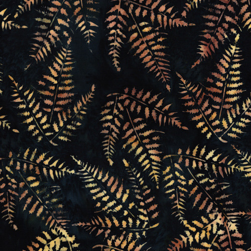 Lumin Fabrics Island Batik Fur and Forest Jerry Khiev Ferns  Blue Midnight Blue