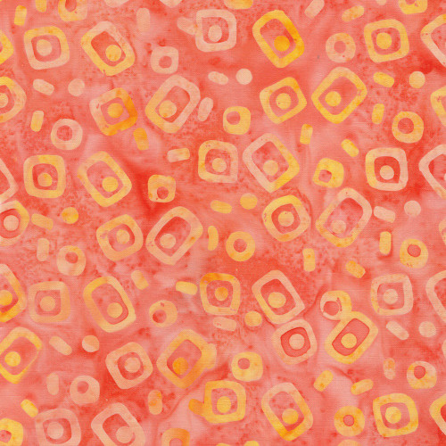 Lumin Fabrics Island Batik Groovy Kate Colleran Abstract Squares Red Tangelo