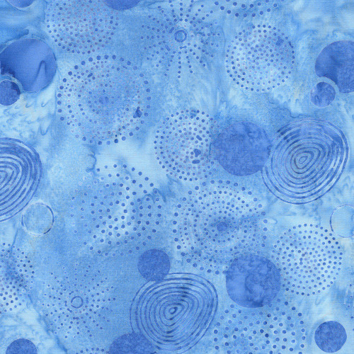Lumin Fabrics Island Batik Pixelwave Jerry Khiev Circle Dots Blue Shark