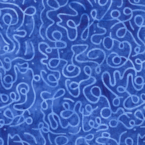 Lumin Fabrics Island Batik Pixelwave Jerry Khiev Squiggles Blue Bluebird