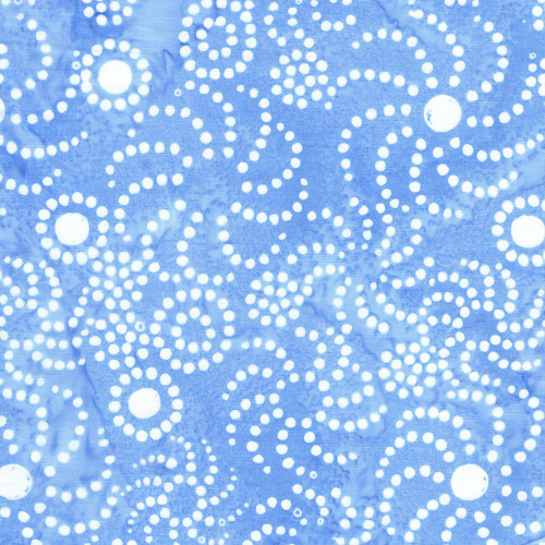 Lumin Fabrics Island Batik Pixelwave Jerry Khiev Swirly Dots Blue Chambray