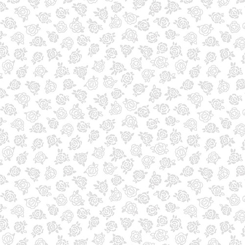 Wilmington Prints Essential White on White Rosebud Bloom Fleurettes