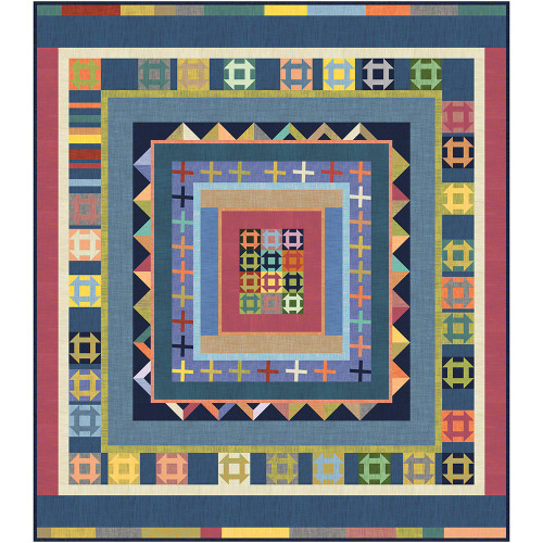 <p>Windham Fabrics Handloom Tara Faughnan Multi Crossroads Quilt Kit Blue Red Yellow Green</p>