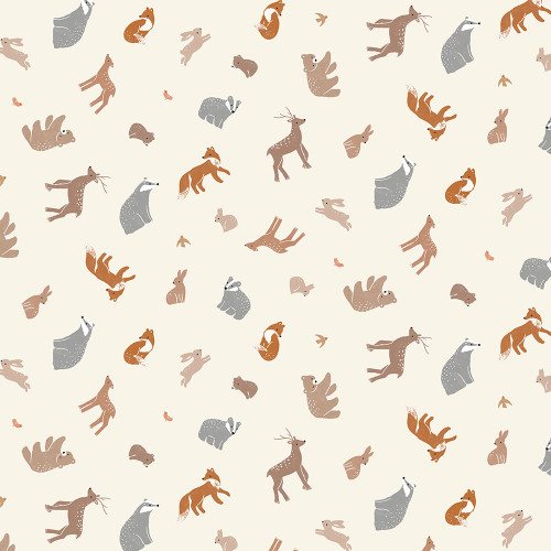 Dear Stella Fabrics Timber and Tail Forest Play Cream Brown