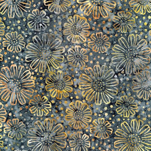 Timeless Treasures Fabrics Tonga Batiks Montauk Cutesy Flowers Denim