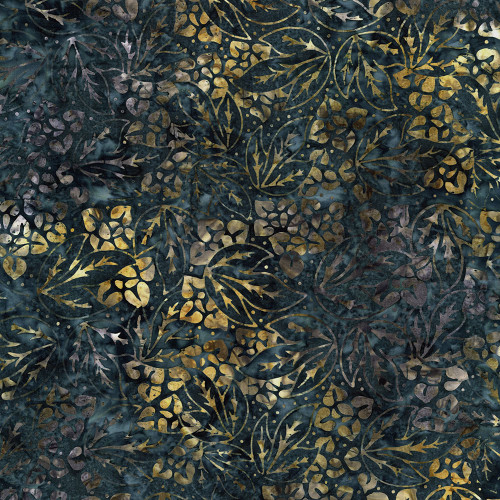 Timeless Treasures Fabrics Tonga Batiks Montauk Crowded Tropical Florals Navy