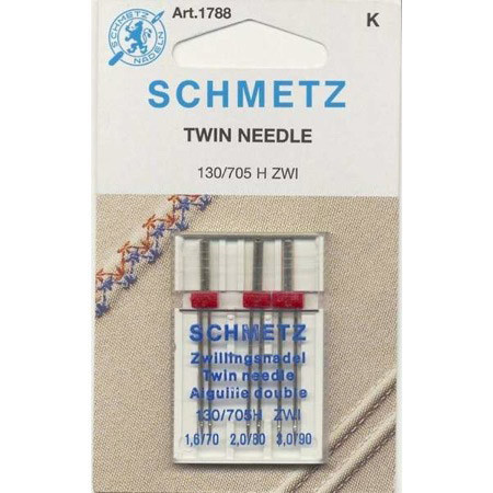 Schmetz Twin Machine Needle Assorted Sizes 1.6mm 70, 2mm 80 & 3mm 90