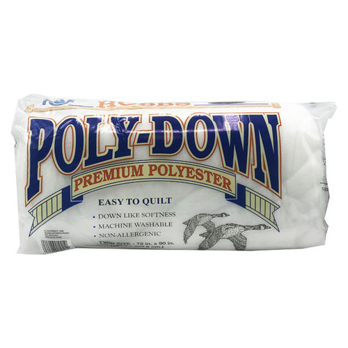 Hobbs Poly Down Twin Size Polyester Quilt Batting 72 x 90