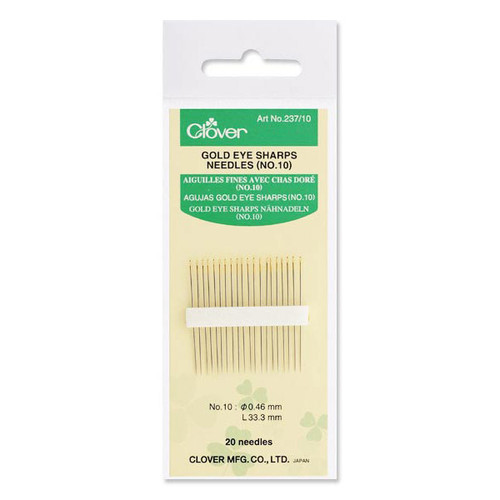 Clover Gold Eye Needles Sharps Size 10
