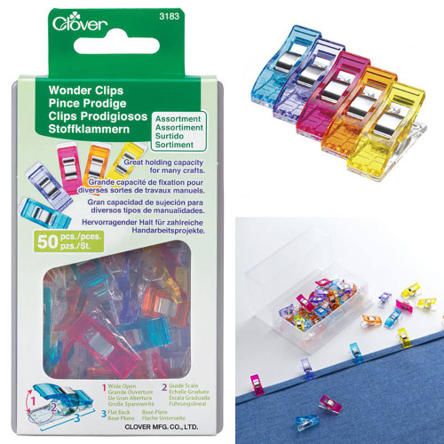 Clover Wonder Clips Assorted Sizes 50 Per Package
