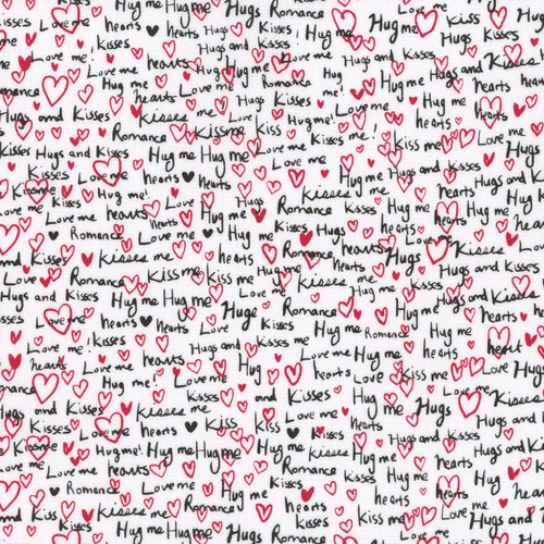 Timeless Treasures Fabrics Fun Novelties Hugs and Kisses White