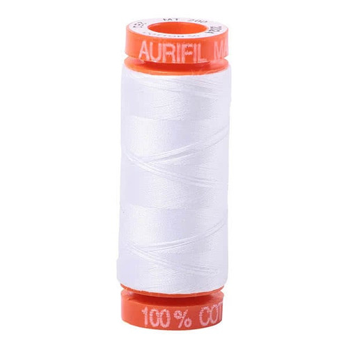 Aurifil Cotton Mako Thread 50 Weight White Mini Spool 220 yards / 200 meterss