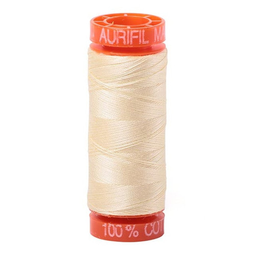 Aurifil Cotton Mako Thread 50 Weight Light Lemon Mini Spool 220 yards / 200 meters