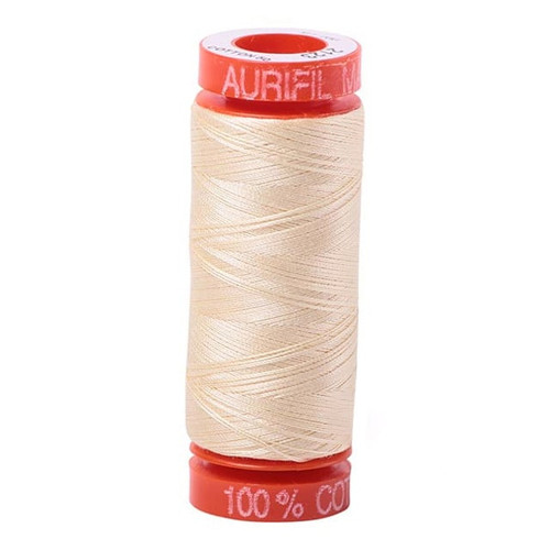 Aurifil Cotton Mako Thread 50 Weight Butter Mini Spool 220 yards / 200 meters