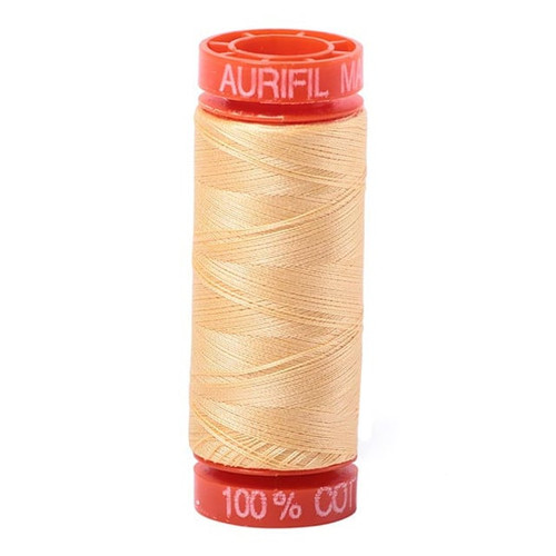Aurifil Cotton Mako Thread Medium Butter 50 weight Mini Spool 220 yards / 200 meters