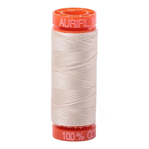 Aurifil Cotton Mako Thread Light Beige 50 weight Mini Spool 220 yards / 200 meters