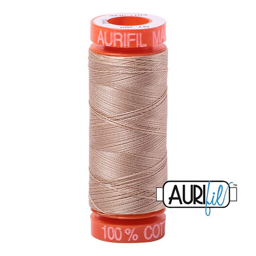 Aurifil Cotton Mako Thread 50 Weight Beige Mini Spool 220 yards / 200 meters