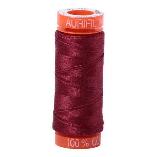 Aurifil Cotton Mako Thread 50 Weight Dark Carmine Red Mini Spool 220 yards / 200 meterss