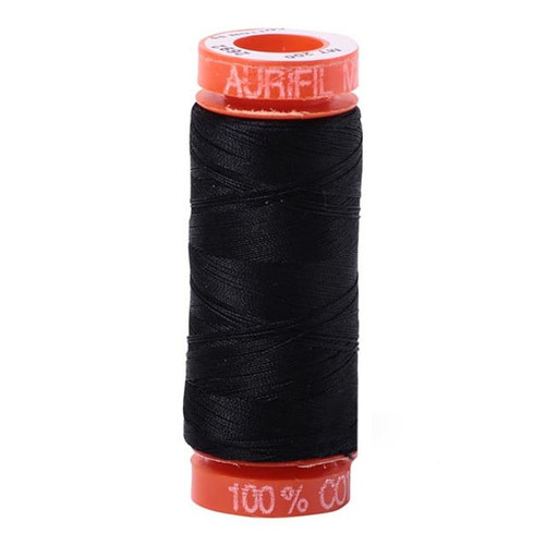 Aurifil Cotton Mako Thread 50 Weight Black Mini Spool 220 yards / 200 meters