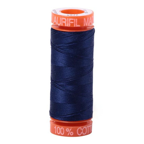 Aurifil Cotton Mako Thread 50 Weight Dark Navy Mini Spool 220 yards / 200 meterss