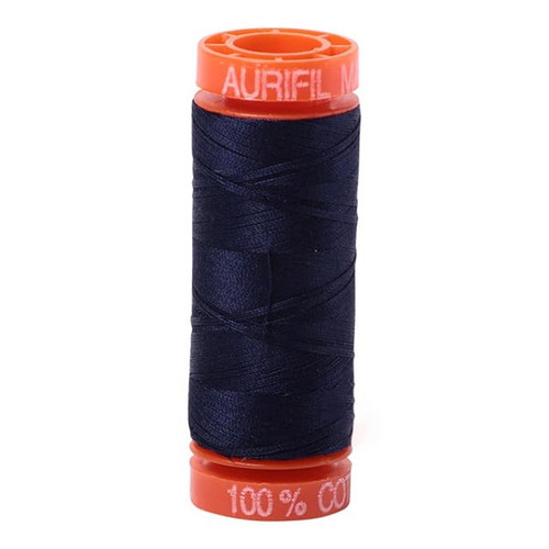 Aurifil Cotton Mako Thread 50 Weight Very Dark Navy Mini Spool 220 yards / 200 meters