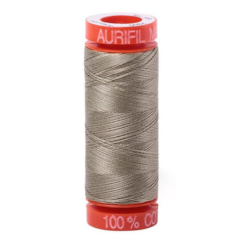 Aurifil Cotton Mako Thread 50 Weight Light Khaki Green Mini Spool 220 yards / 200 meterss