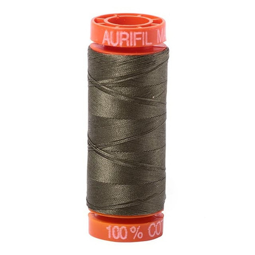 Aurifil Cotton Mako Thread 50 Weight Army Green Mini Spool 220 yards / 200 meters