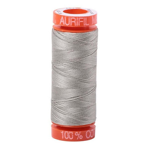 Aurifil Cotton Mako Thread Light Grey 50 Weight Mini Spool 220 yards / 200 meters