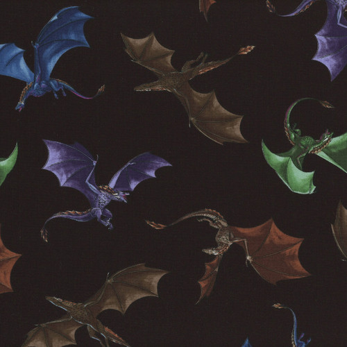 Timeless Treasures Fabrics Dragons Lair Flying Dragons