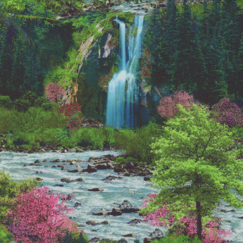 Studio E Fabrics Steam in the Spring Mountain Stream Scenic