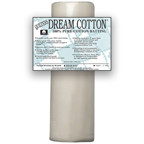 Quilters Dream Natural Request Loft Cotton Batting 30 Yard Roll