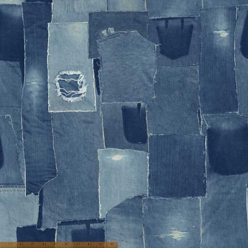 Windham Limited Edition Blue Jean Denim Patchwork 108 Inch Quilt Back