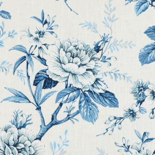 Covington Fabrics Jayden Indigo Tree Peony and Dogwood Print Indigo Blue White